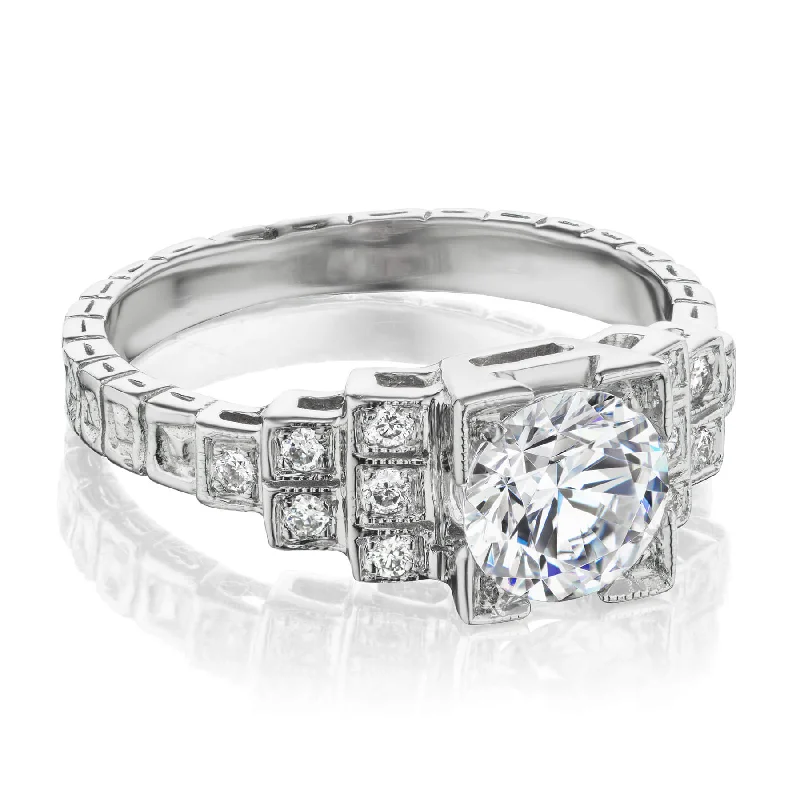 platinum engagement rings-Art Deco Style Engagement Ring