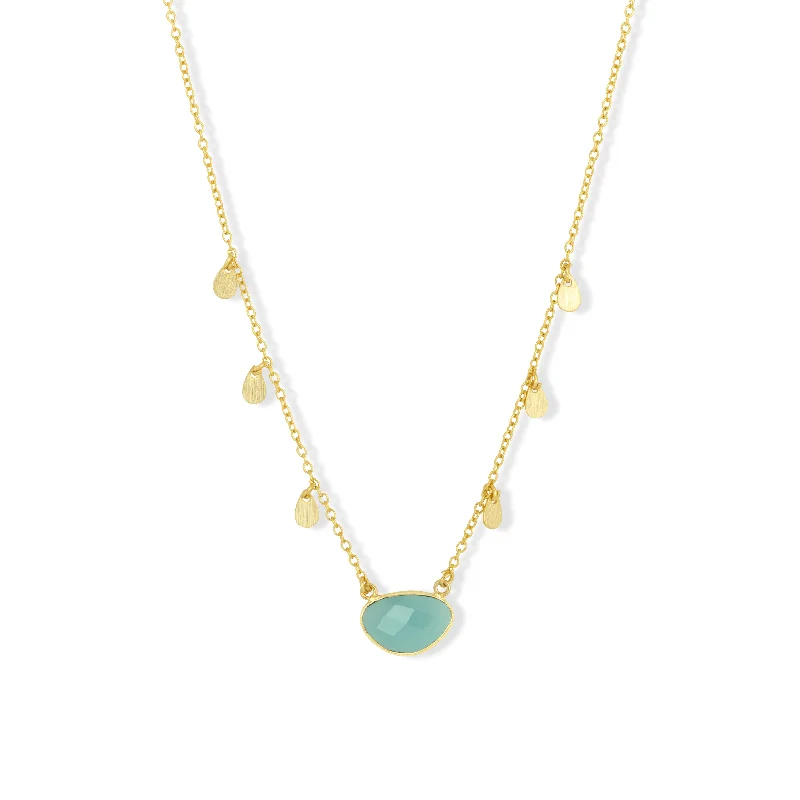 bold necklaces for women-Summer Necklace Aqua Chalcedony