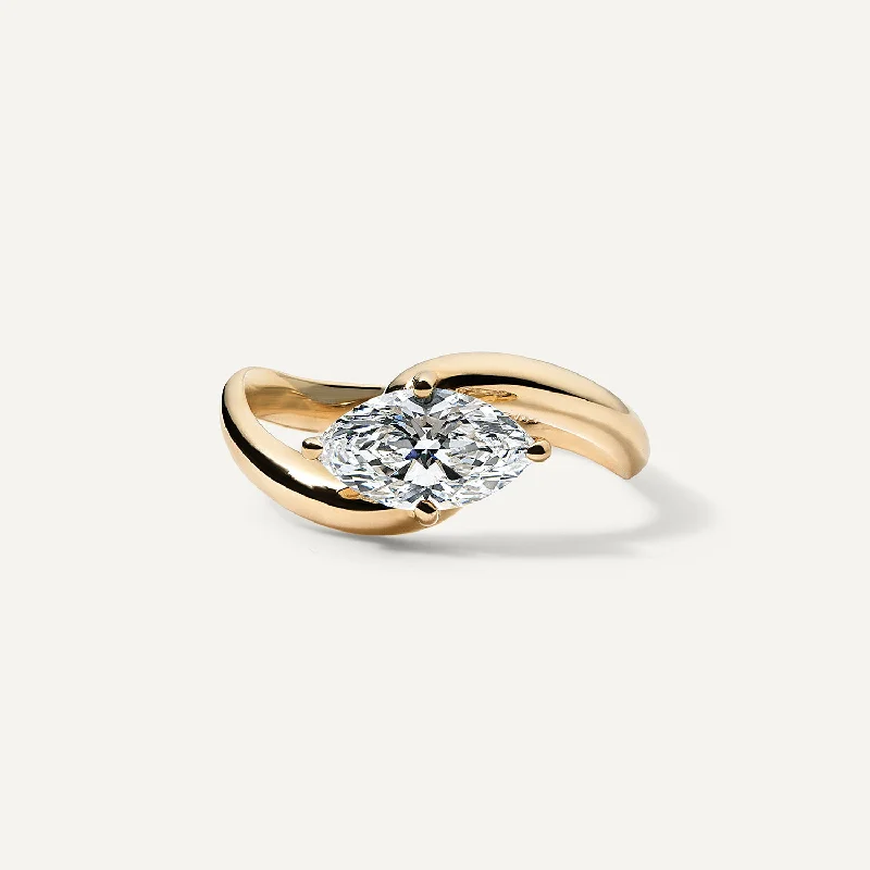 yellow gold engagement rings-Marquise Organic Twist Ring