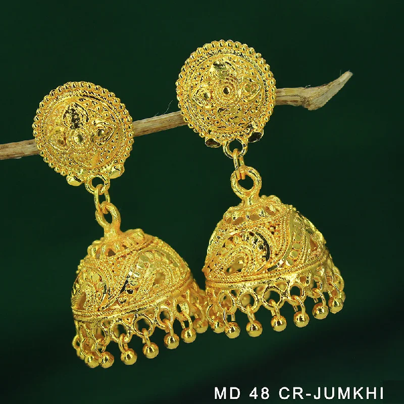 crystal earrings for women-Mahavir Dye Gold Jhumki Earrings