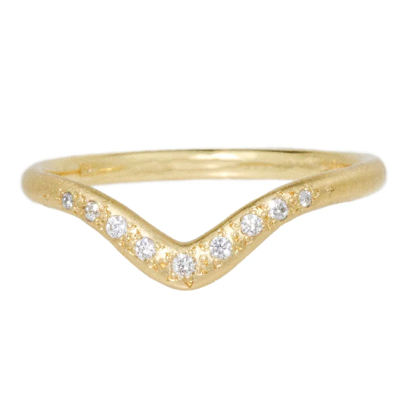 radiant diamond rings for women-Rounded V Band