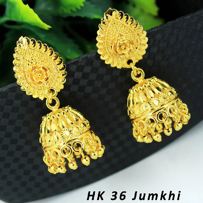 heart-shaped earrings for women-Mahavir Dye Gold Jhumki Earrings