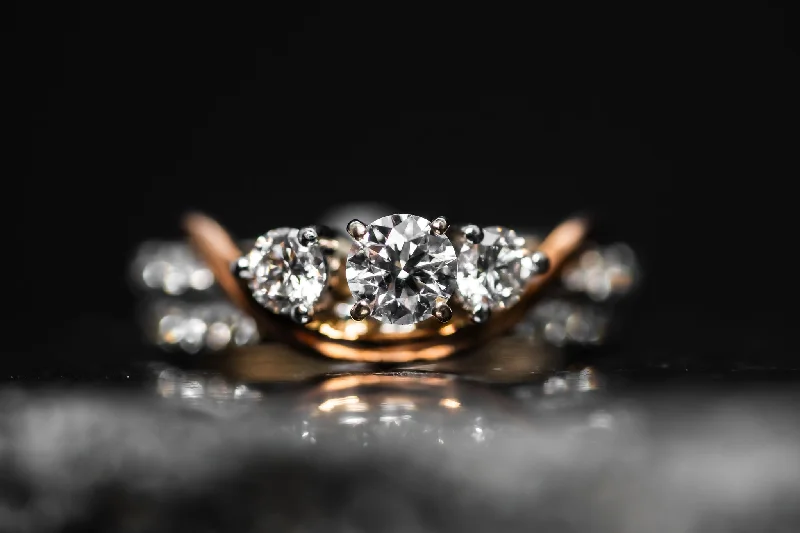 halo engagement rings-14k Two-Tone Diamond Wedding Set