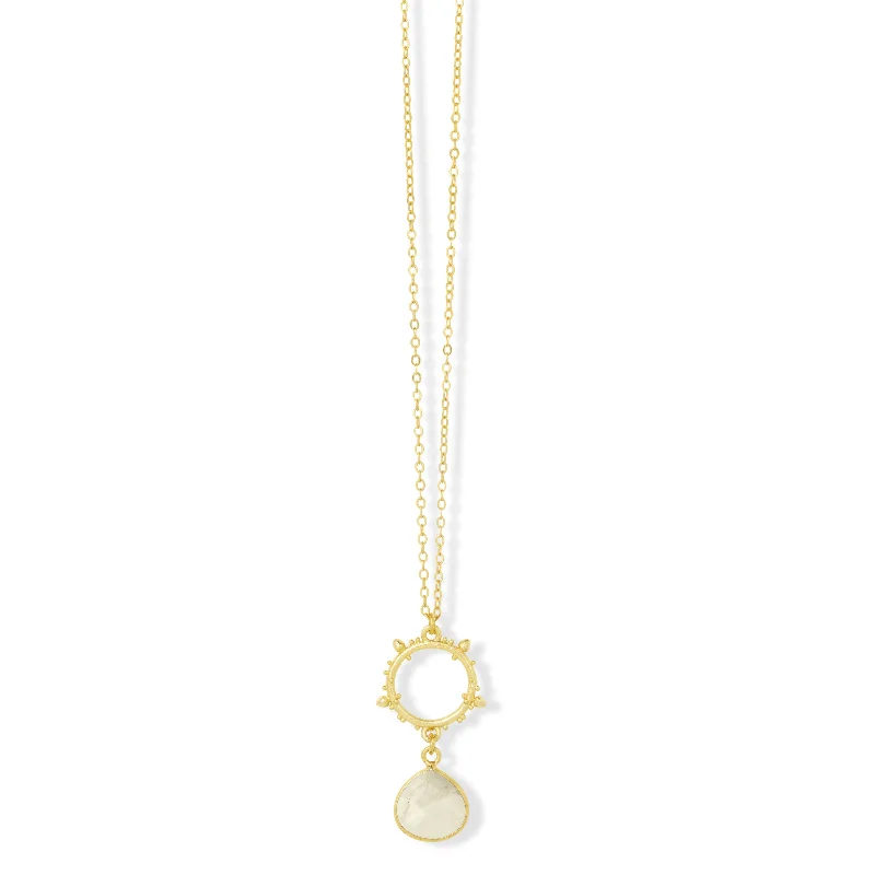 round pendant gold necklaces for women-Allegra Necklace White Moonstone