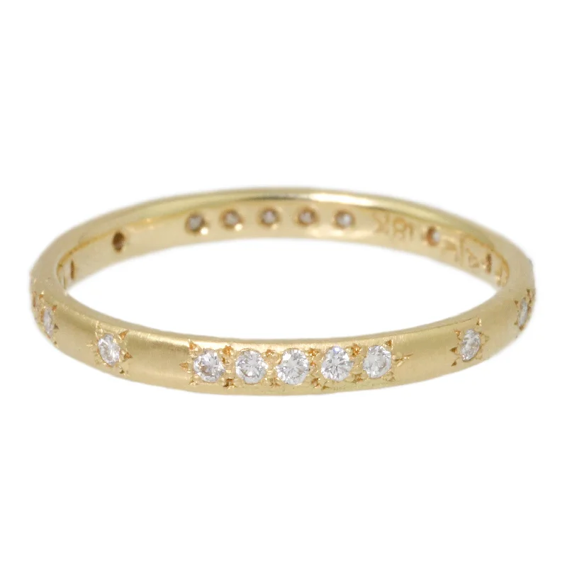 eco-conscious rings for women-Rounded Thin 5-1-5 Diamond Ring