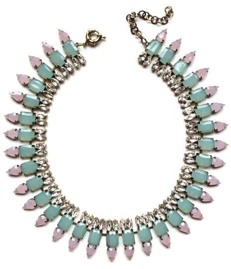 white gold necklaces for women-Luxe Mint Spike Collar Necklace