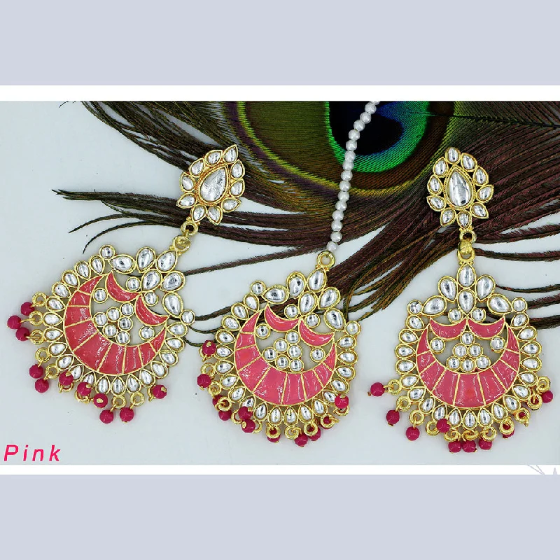 stud earrings for women-Mahavir Gold Plated Kundan & Meenakari Earrings