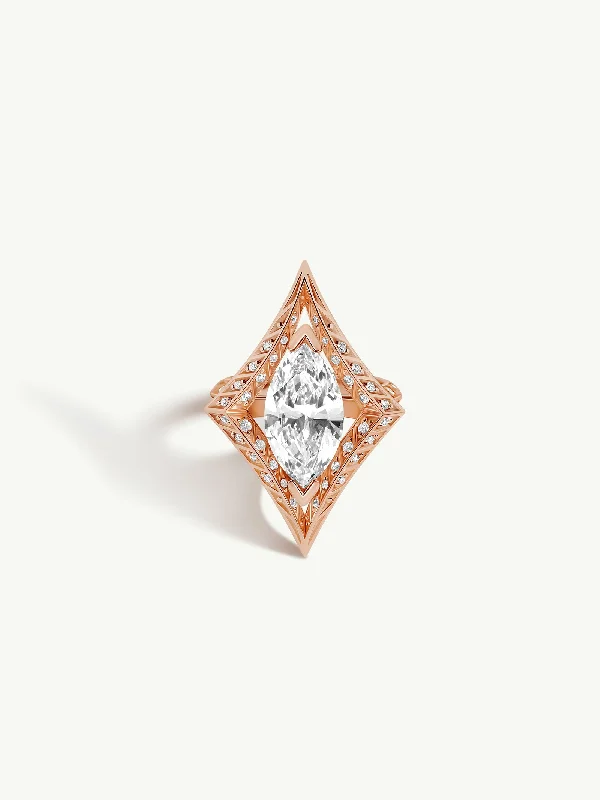 beautiful rings for women-Palmyra Ring With Brilliant Marquise-Cut White Diamond In 18K Rose Gold