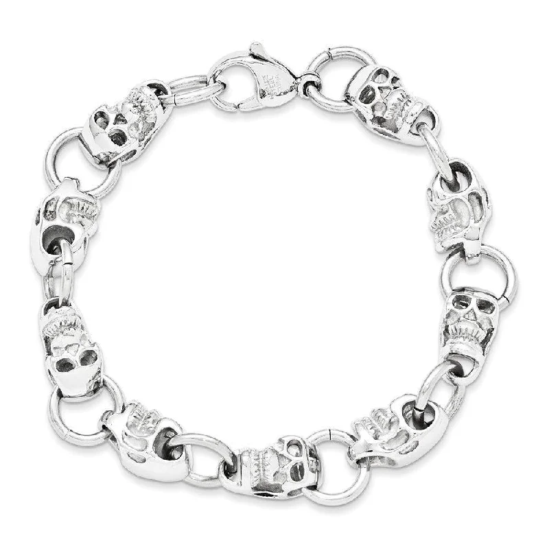 elegant wedding bangles for women-Stainless Steel Polished Skull Bracelet