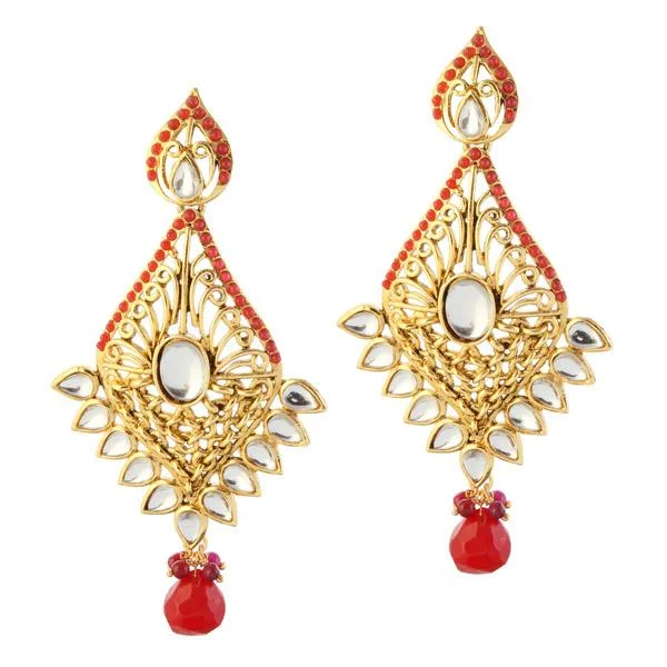 delicate hoop earrings for women-Kriaa Gold Plated Kundan Dangler Earrings - 1305035