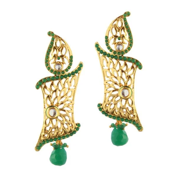 gemstone drop earrings for women-Kriaa Gold Plated Kundan Dangler Earrings - 1305038