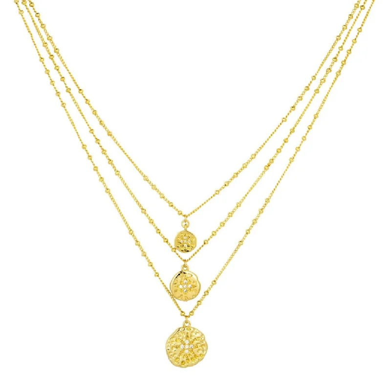 chic gold necklaces for women-Roma Gold Coin Layer Necklace