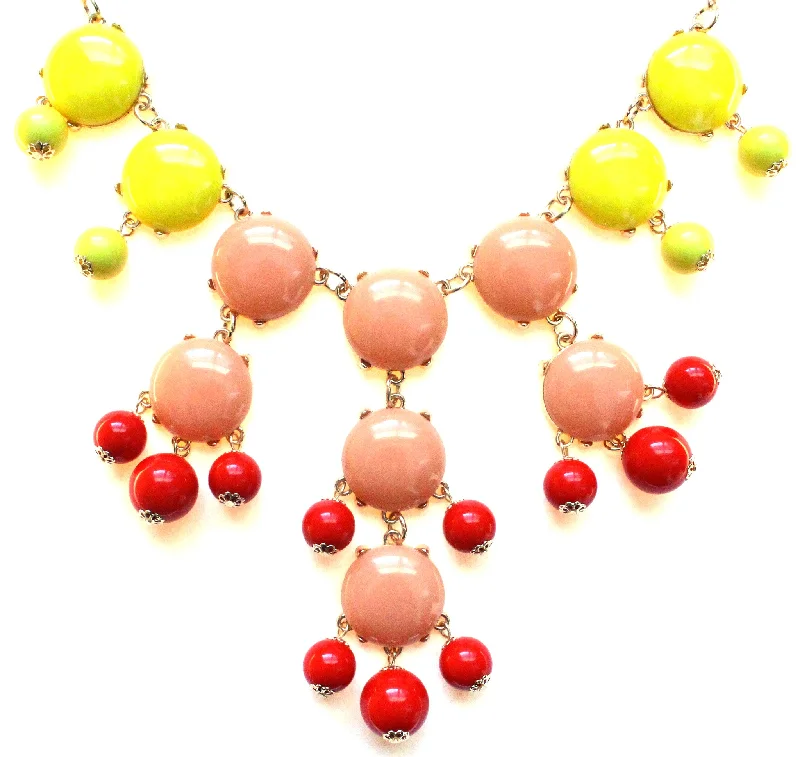 gold necklaces for women-Bubble COLOR-BLOCK Statement Necklace- Sunset