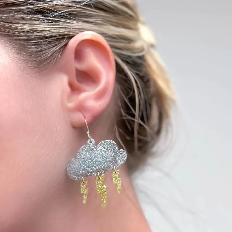 wedding stud earrings for women-Glitter Cloud Dangle Earrings