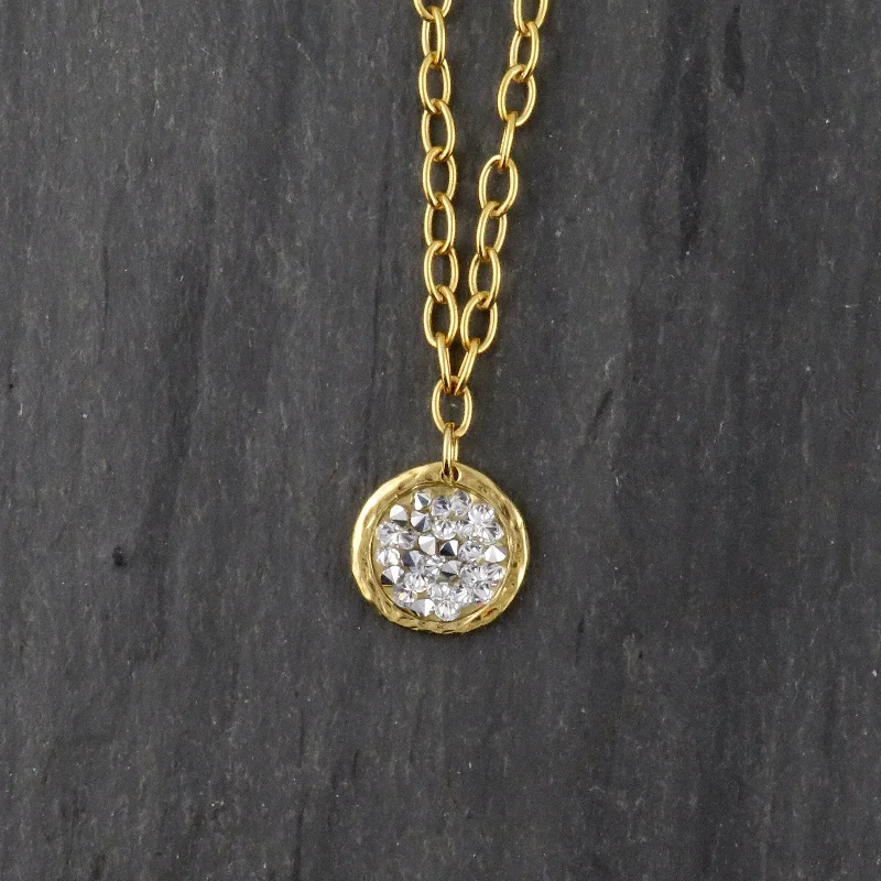 initial necklaces for women-Sparkly Bright Crystal Disc Necklace - Small