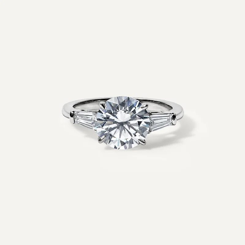 unique engagement rings-Round with Tapered Baguettes