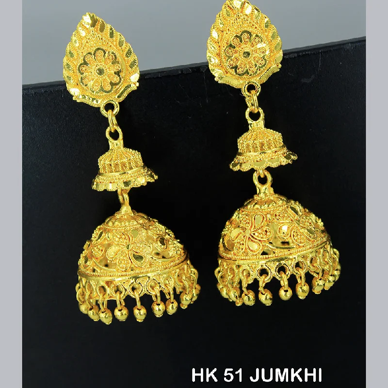 opal earrings for women-Mahavir Dye Gold Jhumki Earrings