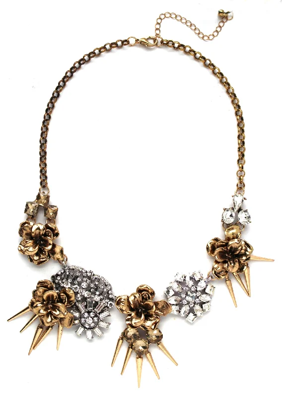 romantic charm necklaces for women-Golden Blooms Crystal Necklace