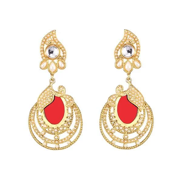 luxurious diamond earrings for women-Kriaa Gold Plated Resin Stone Dangler Earrings - 1307343A