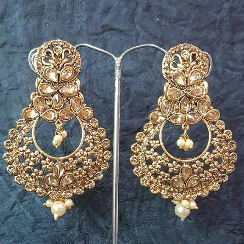 stylish silver earrings for women-Shreeji Gold Plated Crystal Stone Dangler Earrings