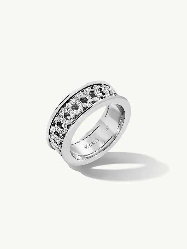 wedding set rings for women-Amanti Infinity Spinning Ring With Pavé-Set Brilliant White Diamonds In Platinum