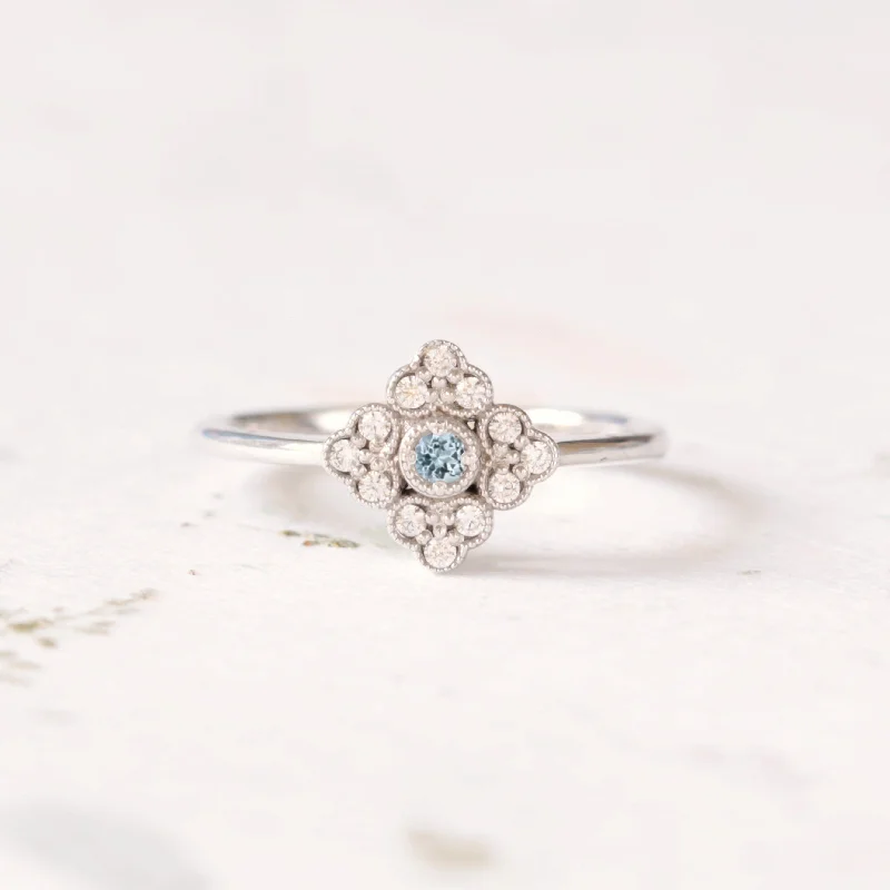 gemstone solitaire rings for women-Antique style Aquamarine ring