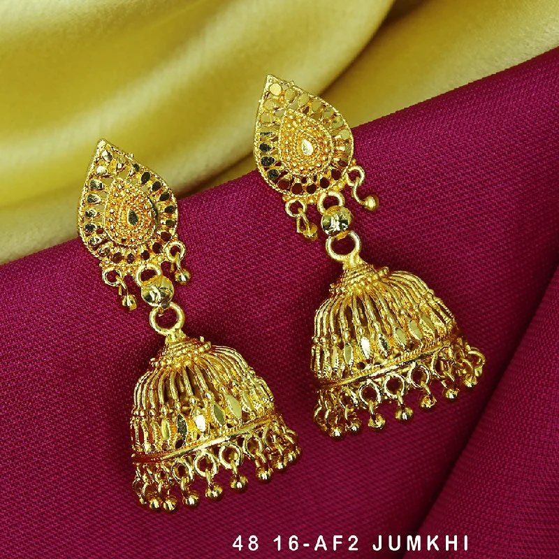 beaded earrings for women-Mahavir Dye Gold Jhumki Earrings