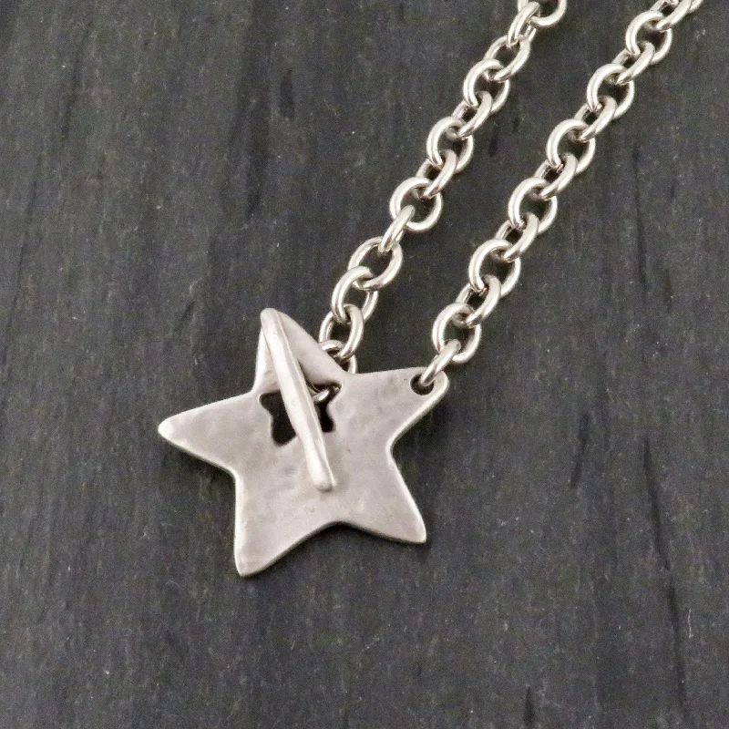 infinity necklaces for women-'Star in Front' Necklace - Silver