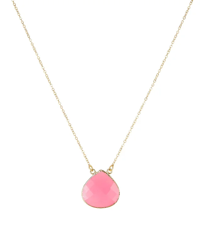 silver plated necklaces for women-Acapulco  Pink Jade Necklace