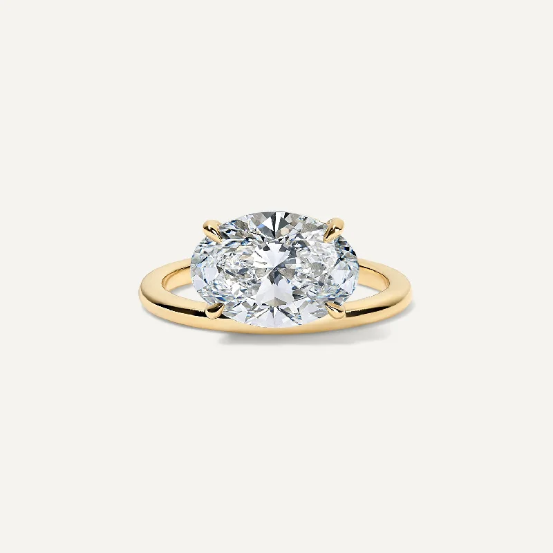 simple gold engagement rings-East West Oval