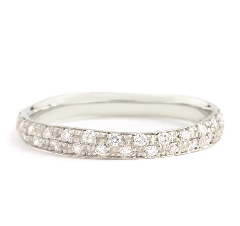 handmade rings for women-Narrow Pavé Diamond Half Eternity Band