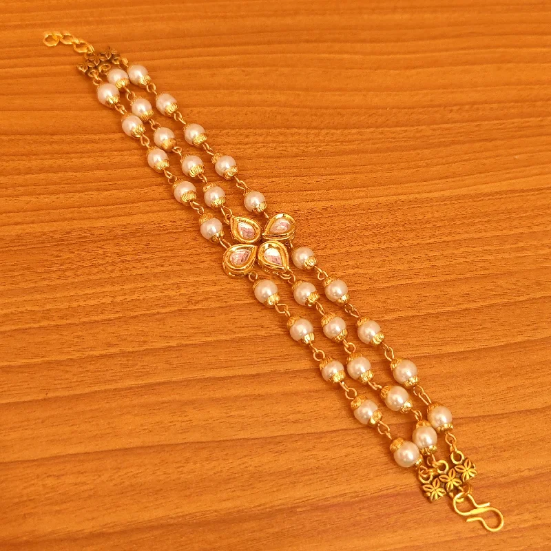 custom charm bracelets for women-KUNDAN MEENAKARI PEARL CAP OPENABLE BRACELET