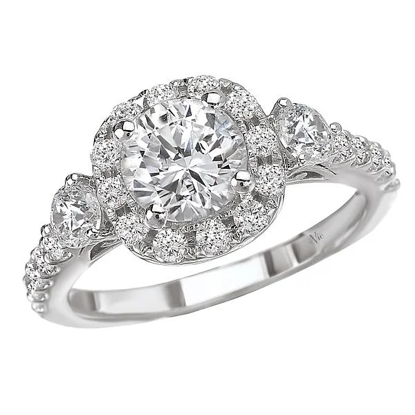 princess diamond engagement rings-Halo Semi-Mount Diamond Ring