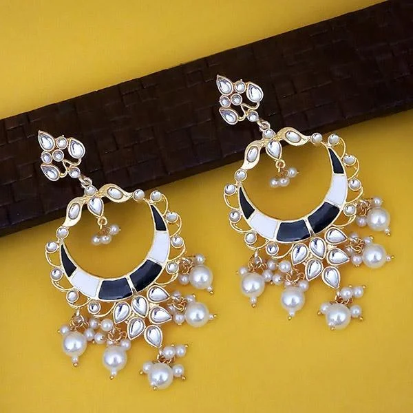 glamorous earrings for women-Kriaa Gold Plated Kundan Dangler Earrings - 1316330G