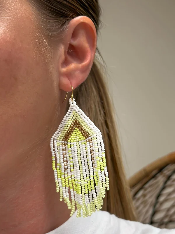 bridal earrings for women-Summer Fringe Dangle Earrings - Yellow