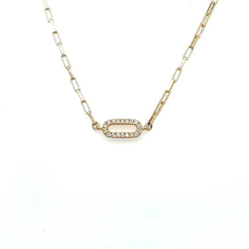 luxury diamond necklaces for women-Petite Diamond Paperclip Necklace RN2220KYD