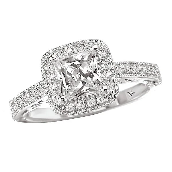 engagement rings for brides-Halo Semi-Mount Diamond Ring