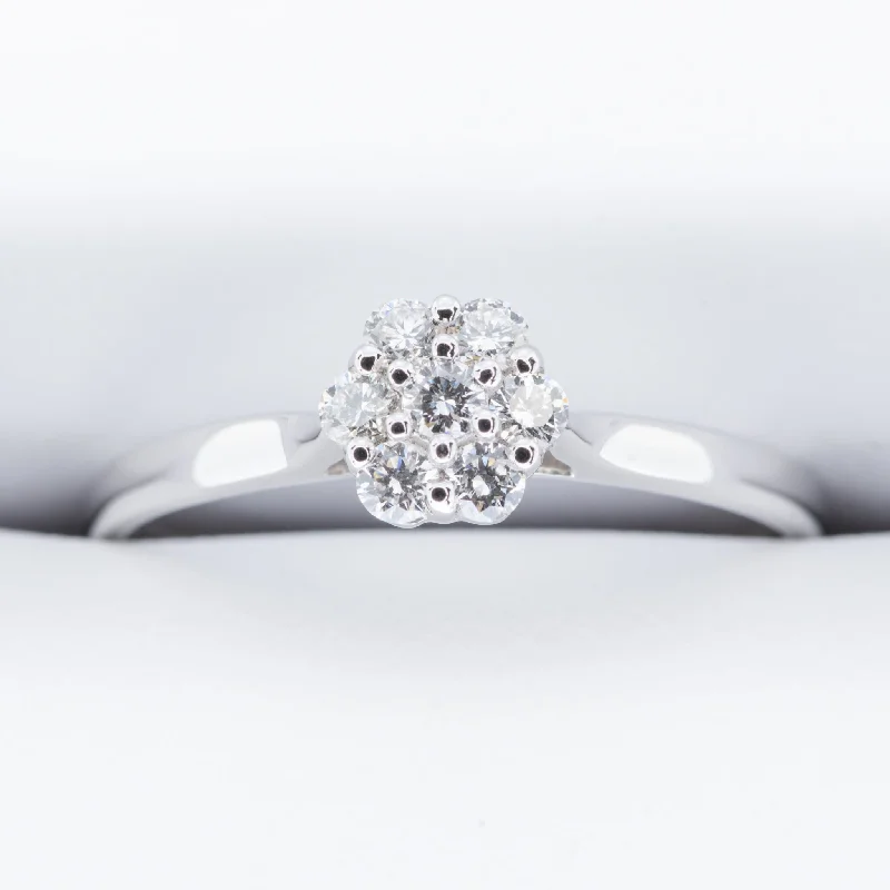 engagement rings with emeralds-White Gold .25ct Daisy Cluster Diamond Engagement Ring