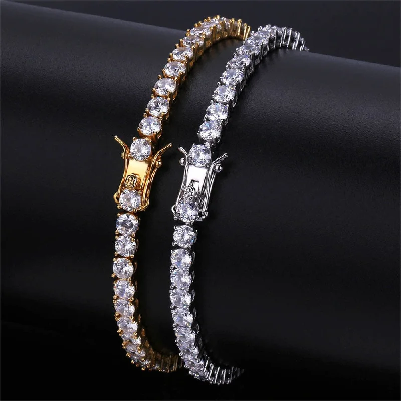 adjustable bracelets for women-Brass Tennis Bracelet Row Cubic Zirconia Bracelet for Women