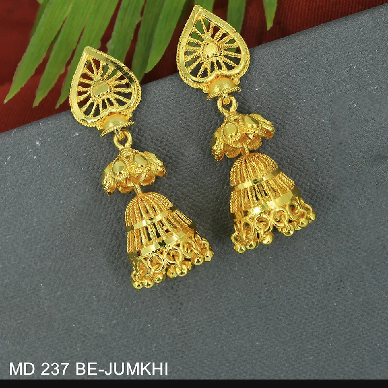 affordable earrings for women-Mahavir Dye Gold Jhumki Earrings