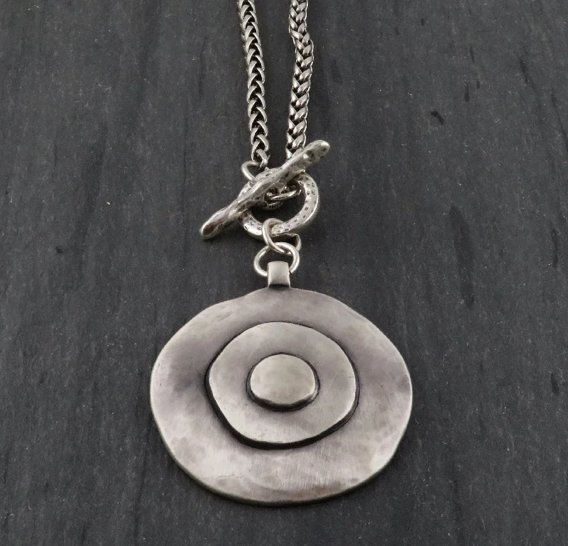 luxury silver necklaces for women-Long Concentric Circles Necklace