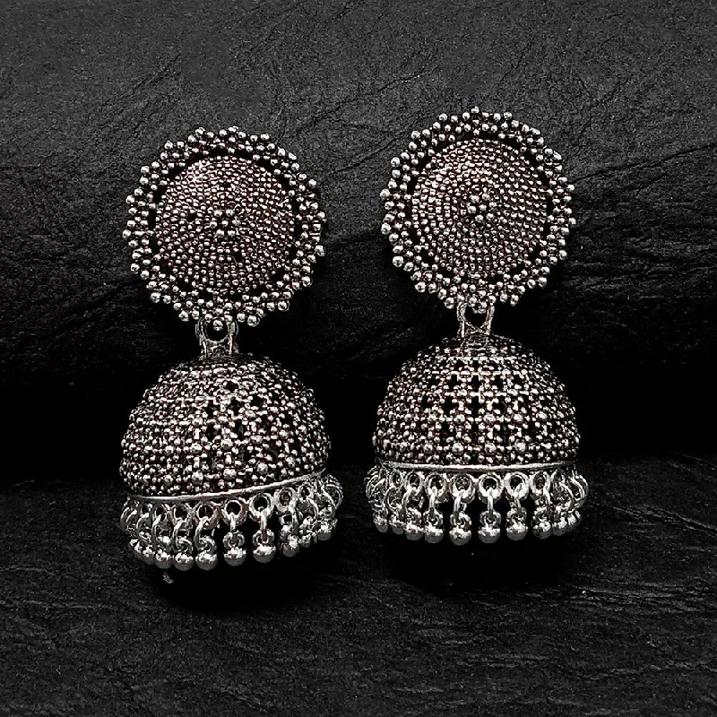 gold hoop earrings for women-Bhavi Jewels Oxidised Plated Jhumki Earrings