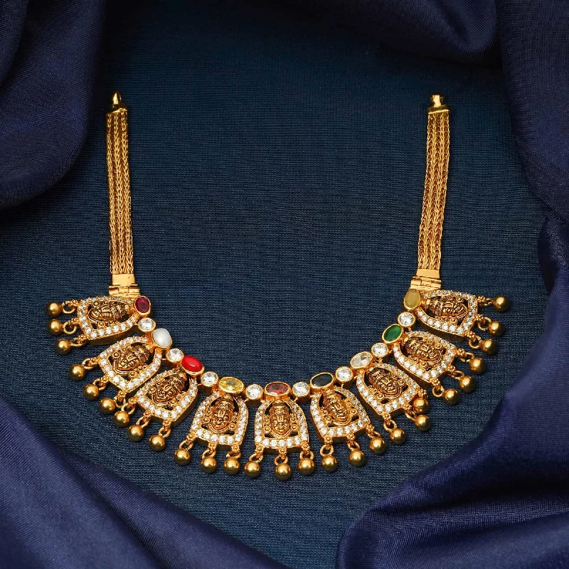 unique layered necklaces for women-Navaratna Thirumala Short Necklace