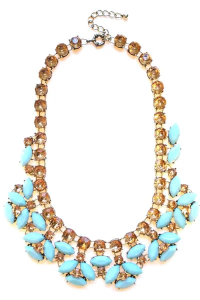 chic gold necklaces for women-Luxe Mint Stone Statement Necklace