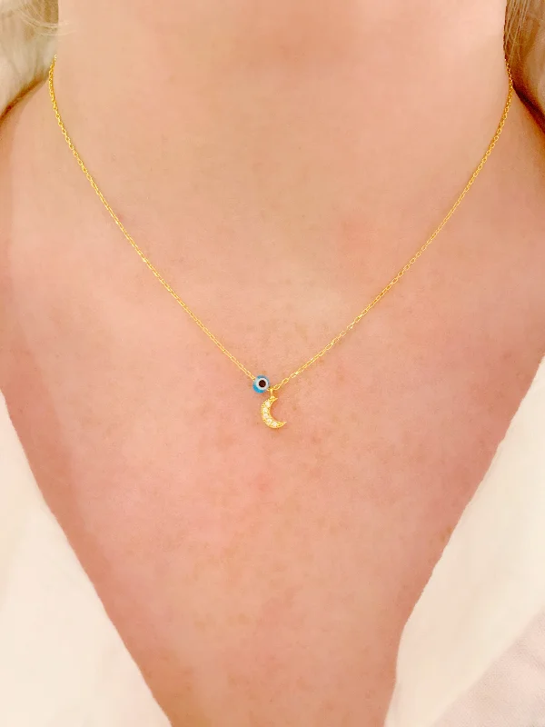 meaningful pendant necklaces for women-Mini Moon Necklace