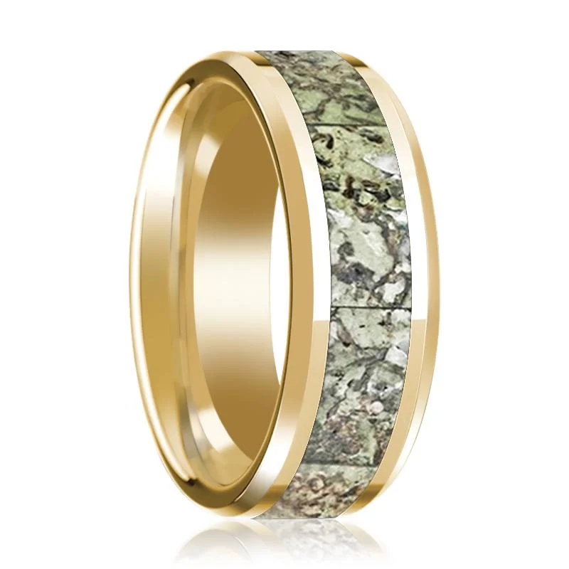 wedding ring sets for women-DELTAR | 14k Yellow Gold Green Dino Bone Inlay