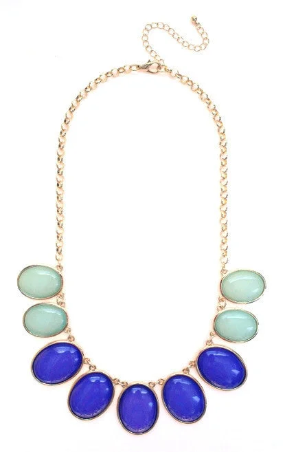 bridesmaid necklace sets for women-Colorblock Jewels- Blue