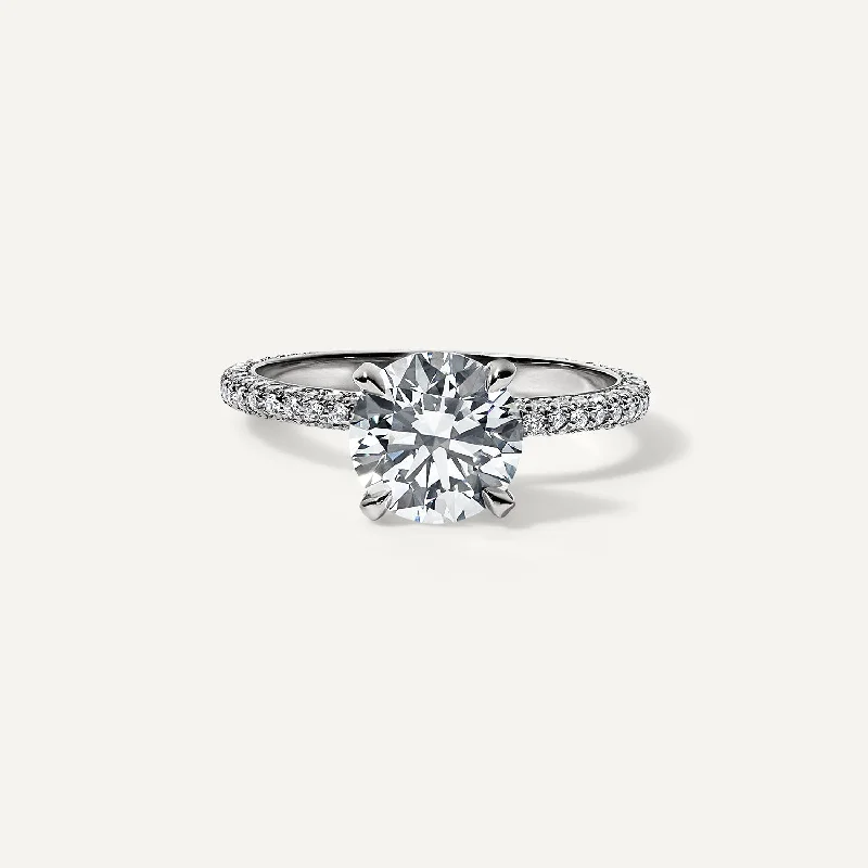 luxury engagement rings-Round Micro Pave Slim