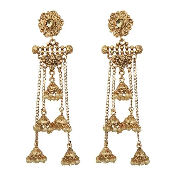 turquoise earrings for women-Kriaa Gold Plated  Stone Beads Dangler Earrings - 1313906