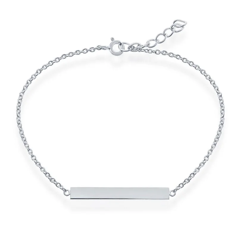 stretch bracelets for women-Classic Women's Bracelet - Sterling Silver Bar ID | S-4944